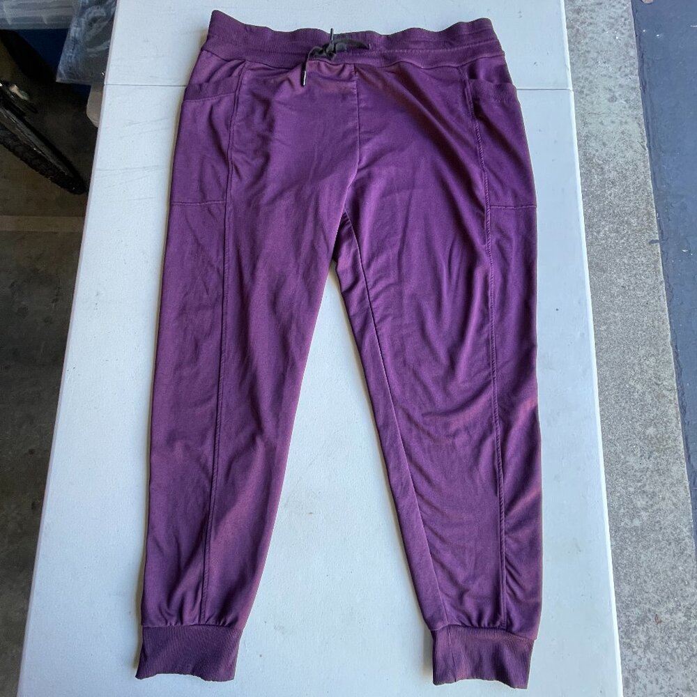 32 Degrees Heat High Waisted Yoga Joggers XL Plum Purple Pockets Athleisure